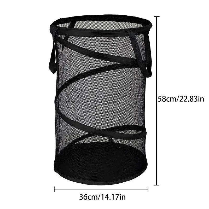 BowLift | SPIRAFOLD Laundry Basket | Foldable & Breathable | Mesh Design with Carry Handles | For Home, Bathroom & Student Apartment