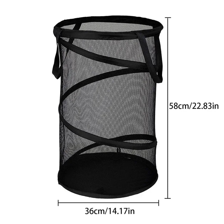 BowLift | SPIRAFOLD Laundry Basket | Foldable & Breathable | Mesh Design with Carry Handles | For Home, Bathroom & Student Apartment