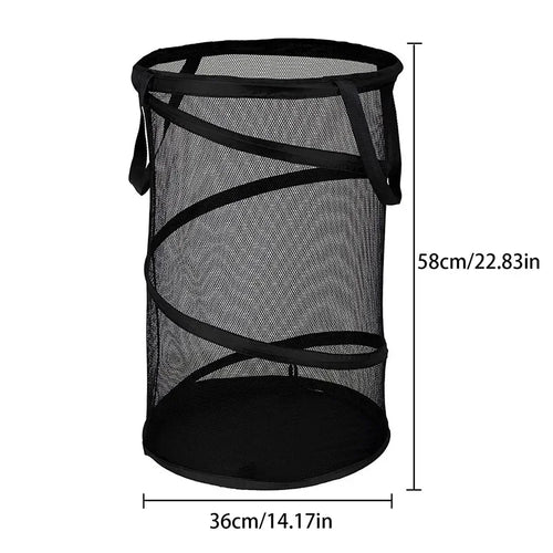 BowLift | SPIRAFOLD Laundry Basket | Foldable & Breathable | Mesh Design with Carry Handles | For Home, Bathroom & Student Apartment