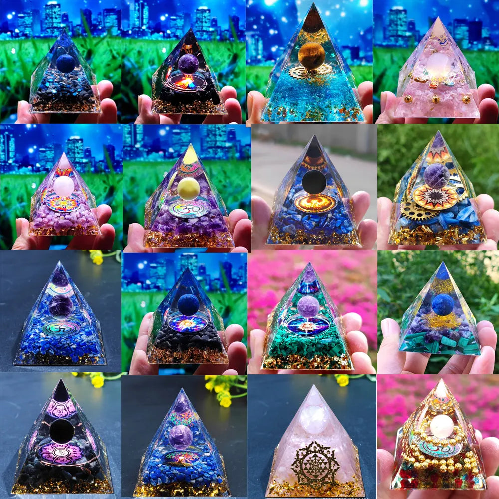 Orgonite Pyramid with Amethyst Pendulum – Energy, Protection and Decoration | Bowlift