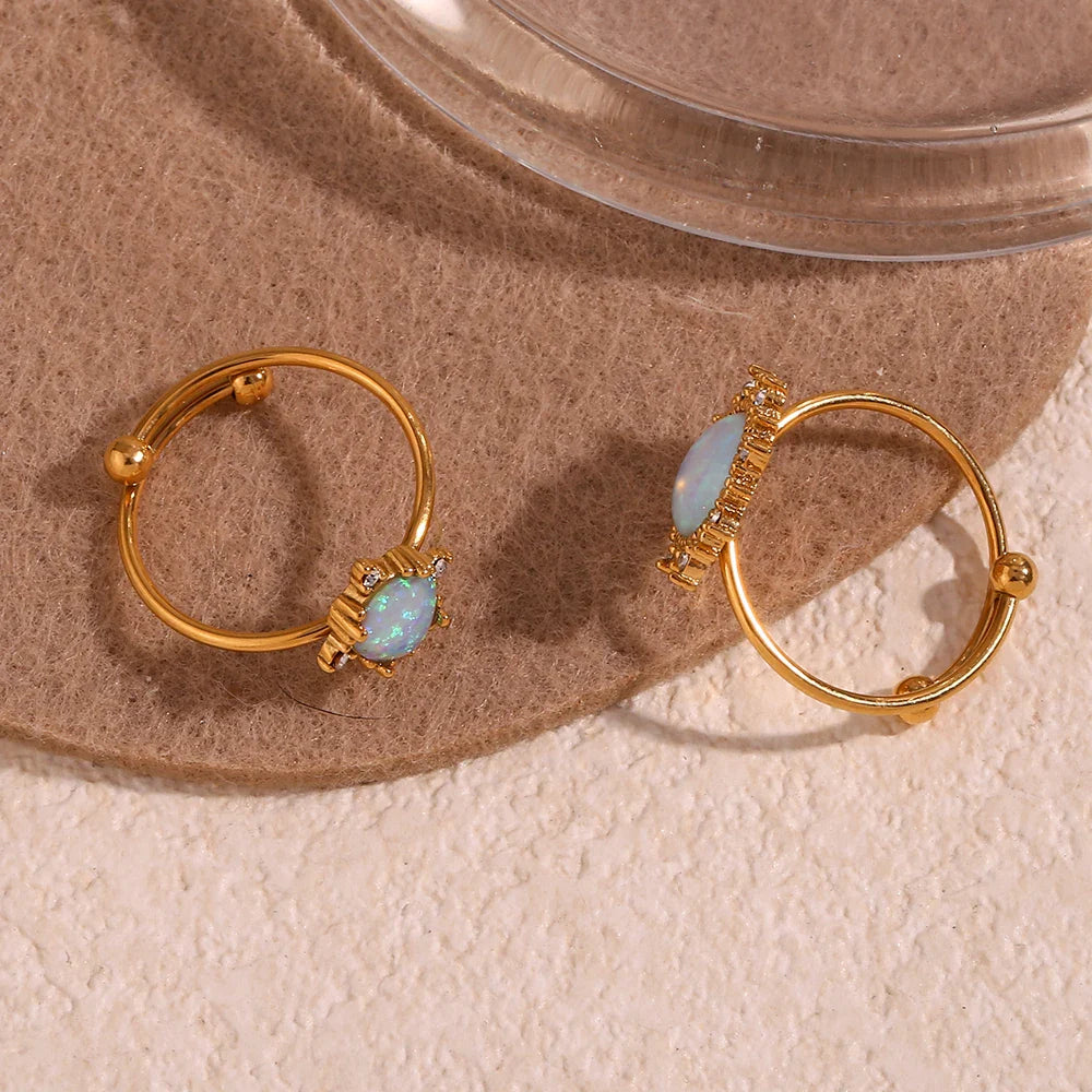 BowLift | Adjustable Diamond Accented Opal Iridescent Rings