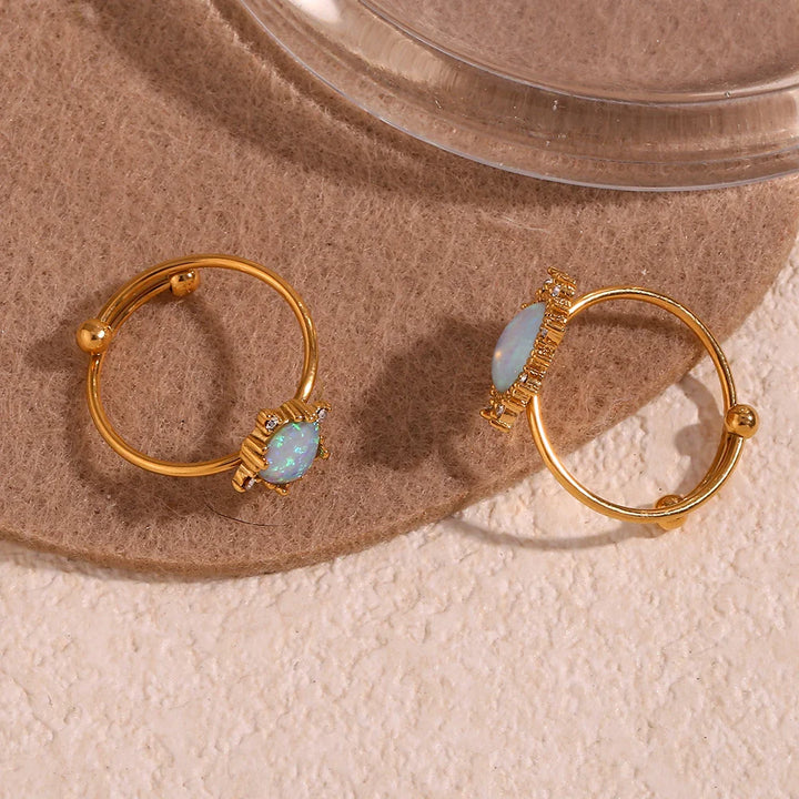 BowLift | Adjustable Diamond Accented Opal Iridescent Rings