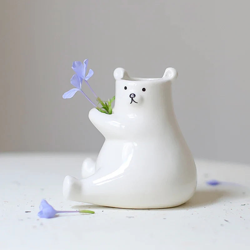 Bear with Flower Vase | Bowlift
