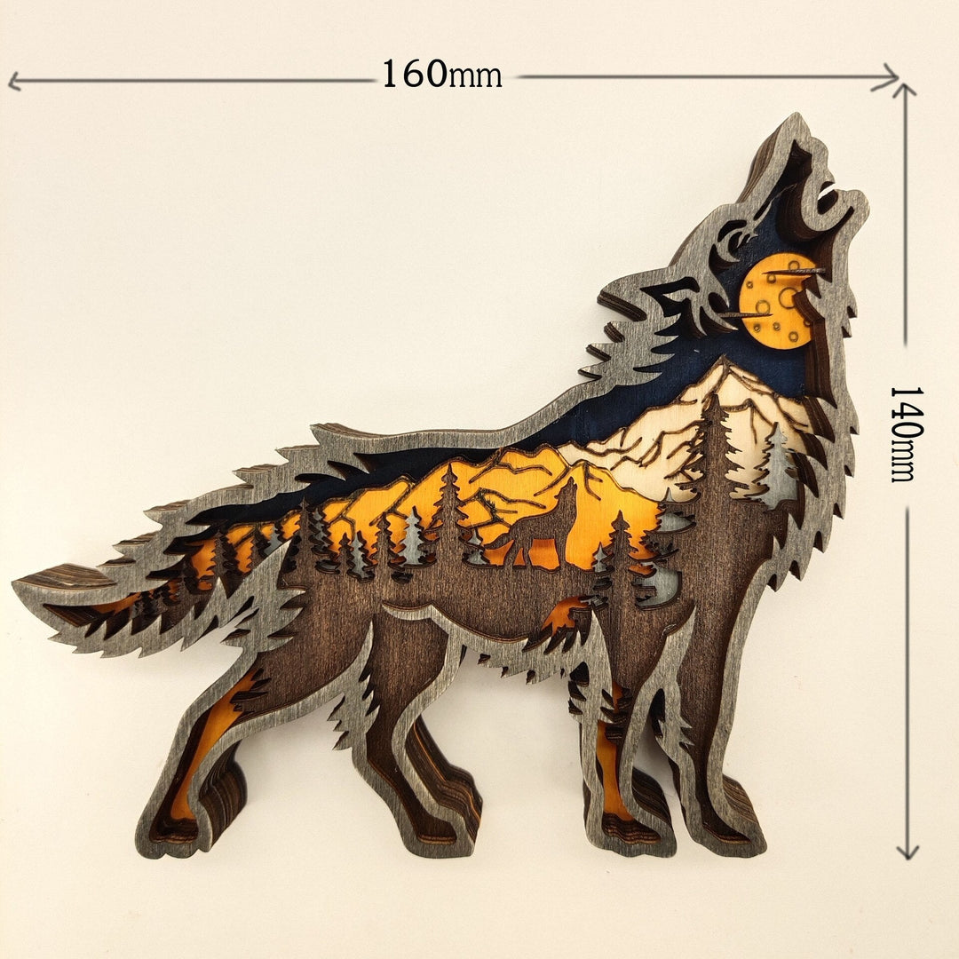 Nightglow Wooden Craft Wolf Decor | Bowlift