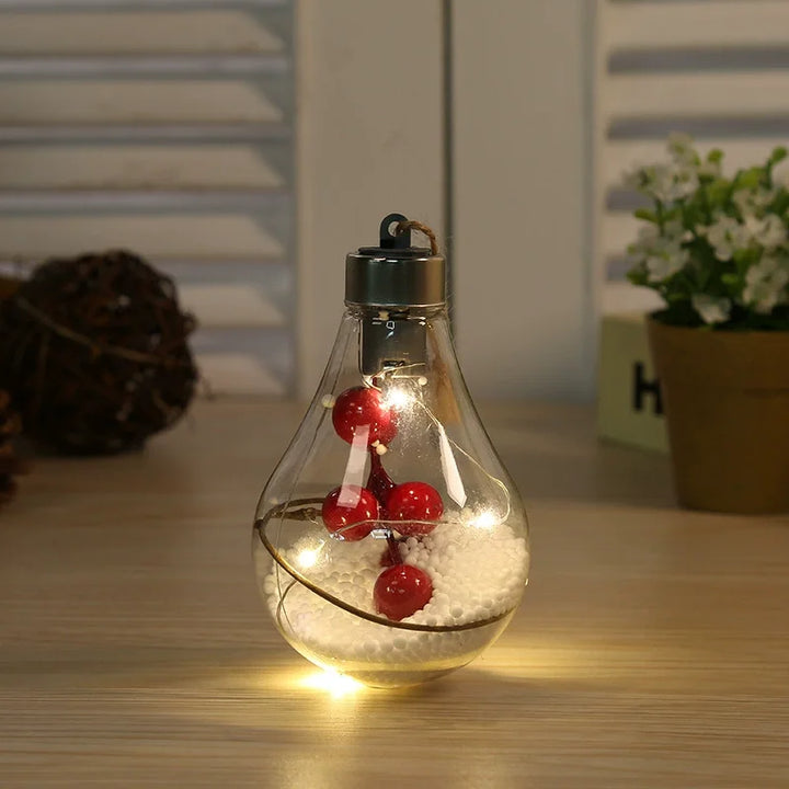 BowLift | Lunivera | LED Deco Light | Transparent with Leaf Globe | Warm White Sparkle | For Christmas, Wedding & Party