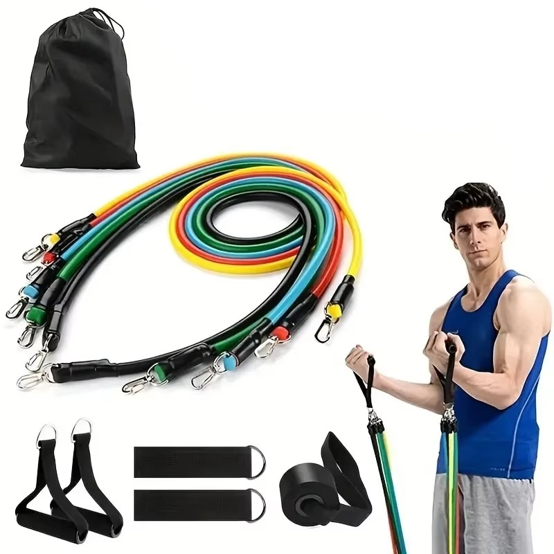 BowLift | 11-Piece TPE Resistance Band Set with Handles, Door Anchor, Ankle Straps, Carry Bag