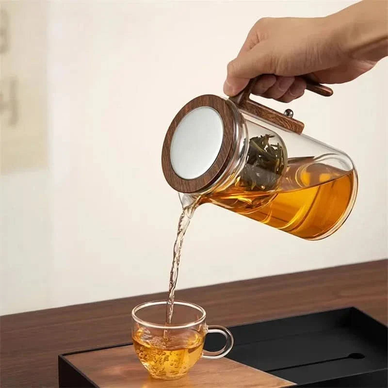 BowLift | Glass Teapot with Infuser & Wooden Handle – ZenSteep