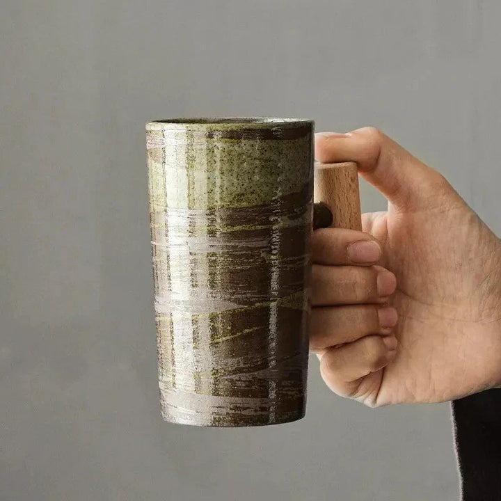 ScandiSip Ceramic Mug – Minimalist Scandinavian Design with Wooden Handle | Bowlift