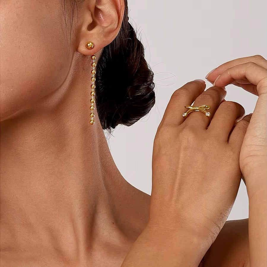 BowLift | Dainty Golden Bead Tassel Earrings