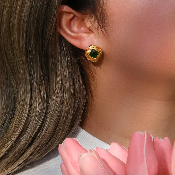 BowLift | Chunky Spiral Texture Diamond Accented Earrings