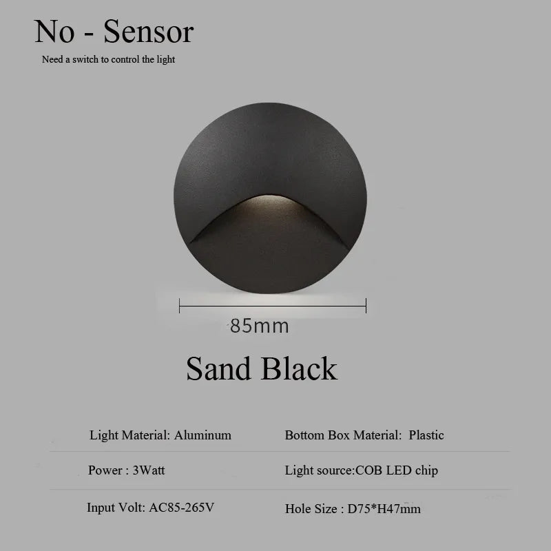 BowLift | Modern waterproof IP65 LED recessed wall lamp for outdoor lighting - 3W embedded step & staircase balcony portal light