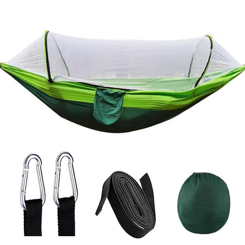 OutdoorRelax Hammock with Mosquito Net and Quick Release – 200 kg Load Capacity | Bowlift