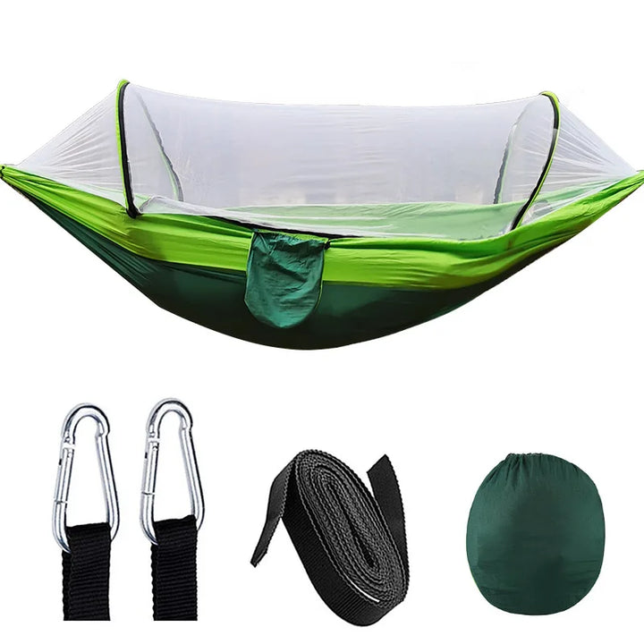 OutdoorRelax Hammock with Mosquito Net and Quick Release – 200 kg Load Capacity | Bowlift