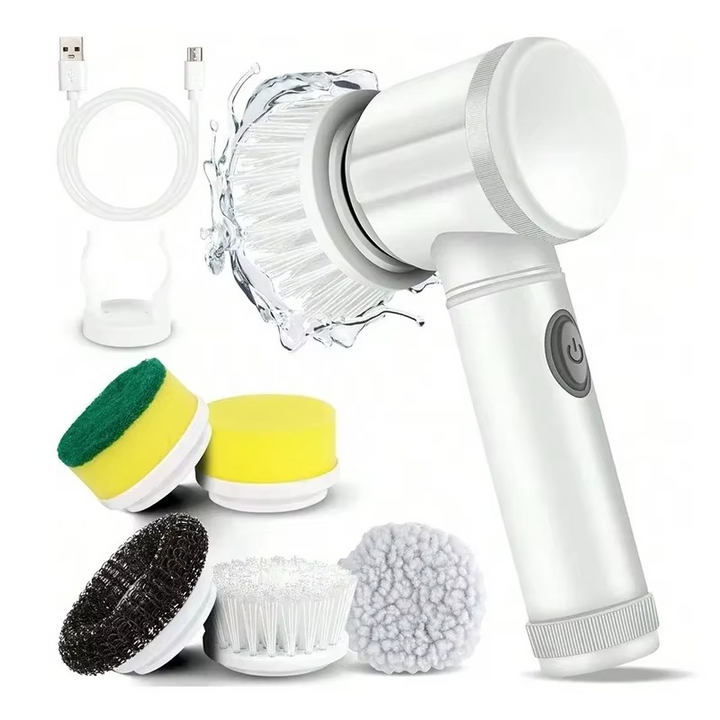 BowLift | Electric Spin Scrubber with 5 Replaceable Brush Heads, Powerful Cordless Bathroom Cleaning Brush