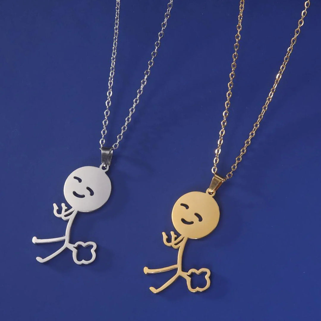 BowLift | Cute Punk Funny Middle Finger Stickman Necklace