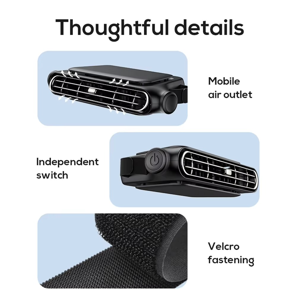 Car Headrest Cooling Fan 3 Speed Adjustable Electric Car Seat Fan 5V/2A Car Rear Backrest Fan Car Interior Accessories | Bowlift