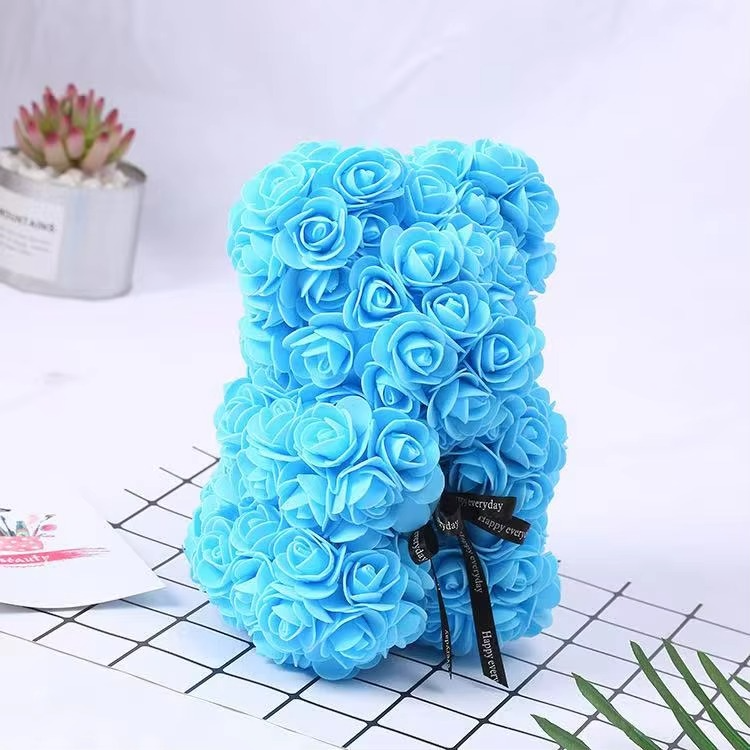 BowLift | 9.8in Artificial Rose Teddy Bear Gift with Display Box - Romantic Anniversary or Valentine's Day Decor