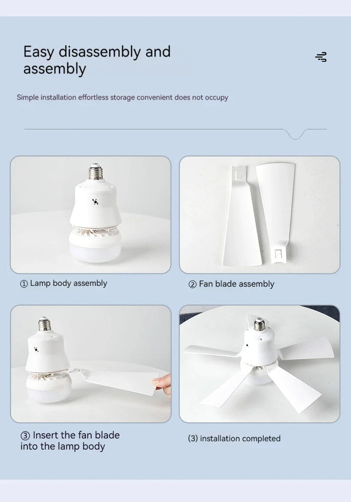 30W E27 Ceiling Fan Light with Remote - LED Dimming Function, Intelligent Silent Fan for Bedroom & Living Room | Bowlift