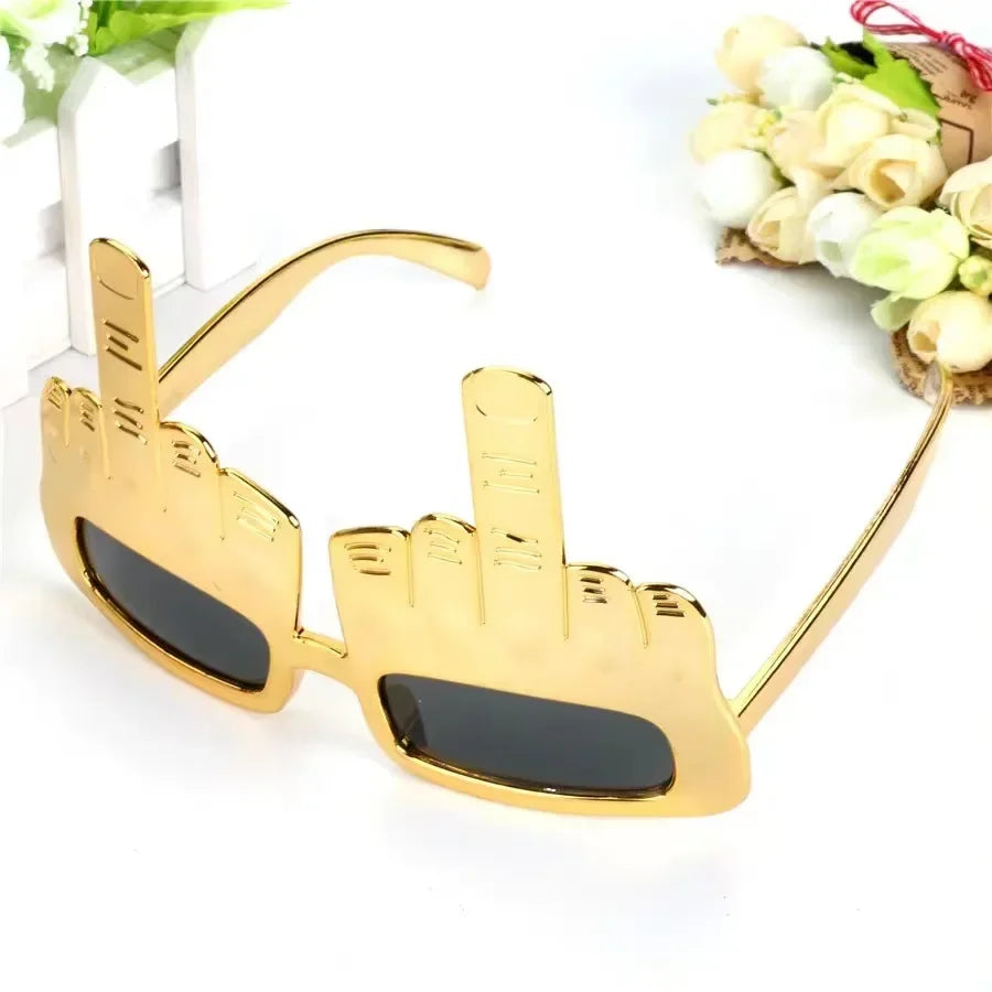 Bold Gold Middle Finger Party Sunglasses | Bowlift