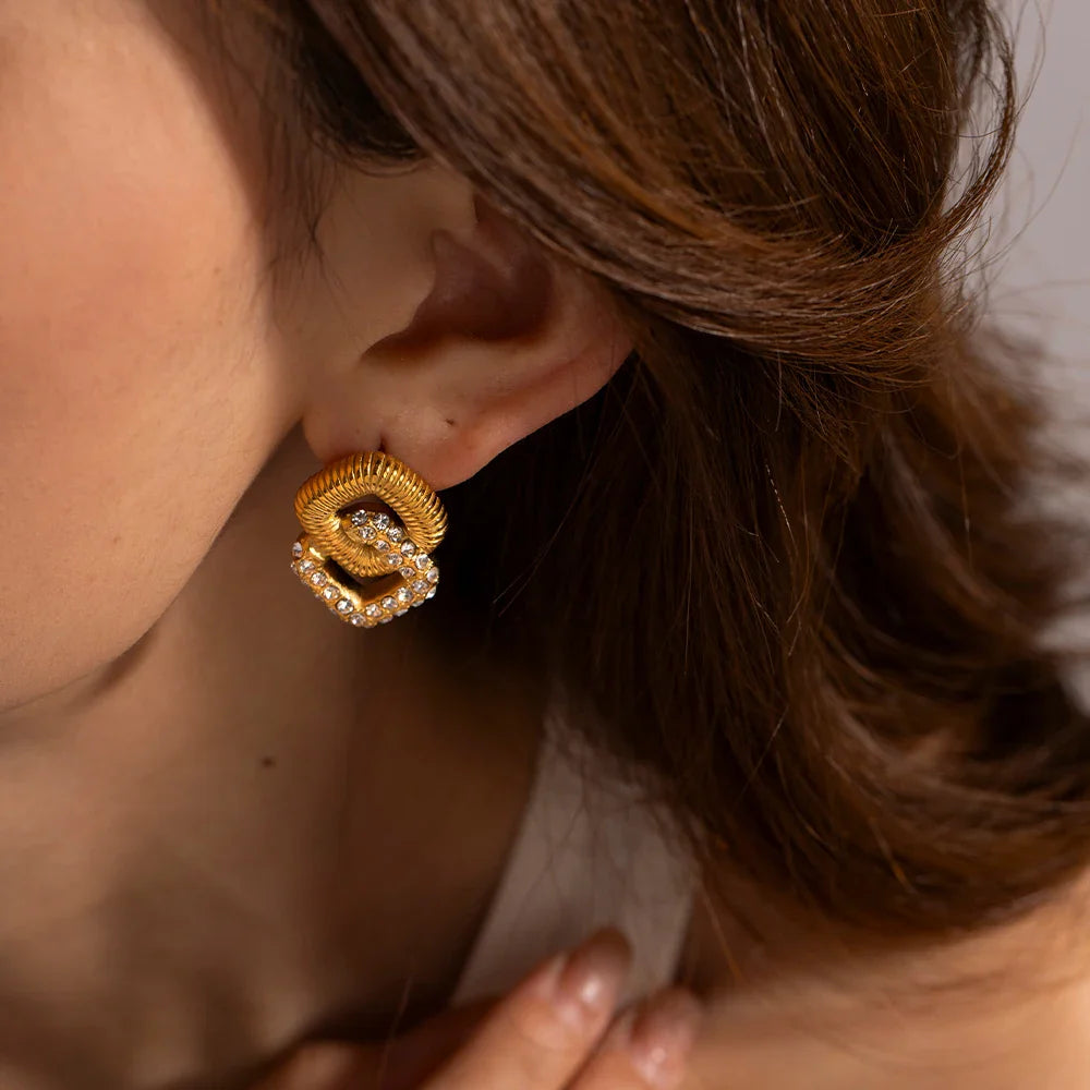 BowLift | 18k Textured Dual Squircle Earrings