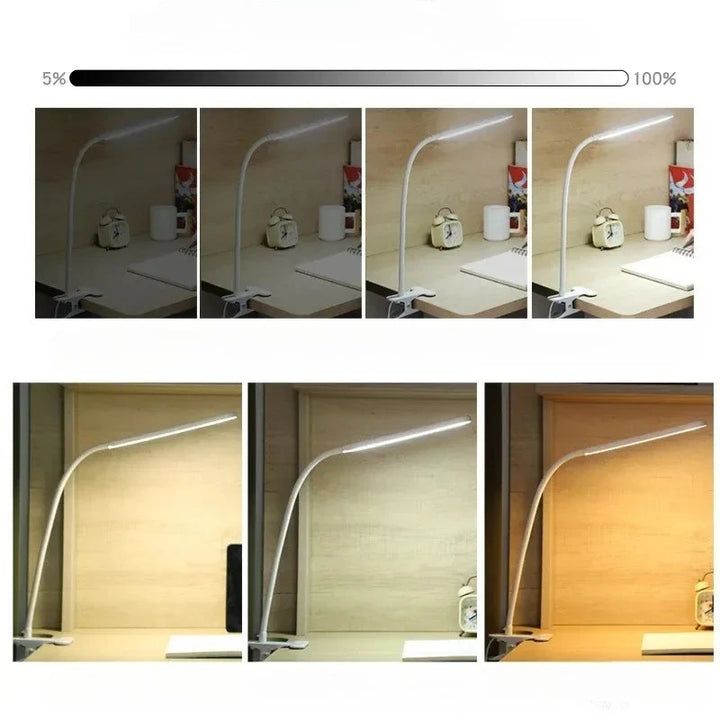 BowLift | LED Clamp Light LumaFlex | 3 Light Colors & 10 Brightness Levels | USB Operation | Flexible Gooseneck | Eye-Friendly & Dimmable