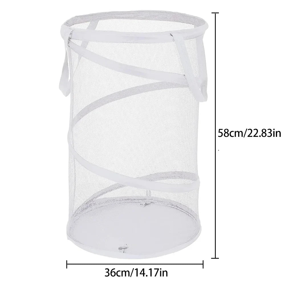 BowLift | SPIRAFOLD Laundry Basket | Foldable & Breathable | Mesh Design with Carry Handles | For Home, Bathroom & Student Apartment