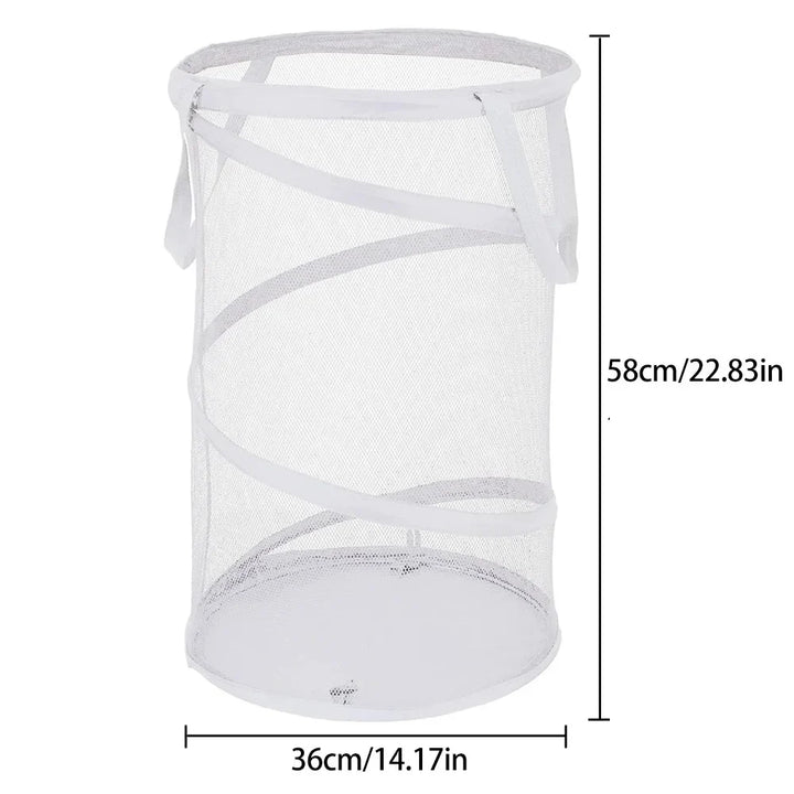 BowLift | SPIRAFOLD Laundry Basket | Foldable & Breathable | Mesh Design with Carry Handles | For Home, Bathroom & Student Apartment