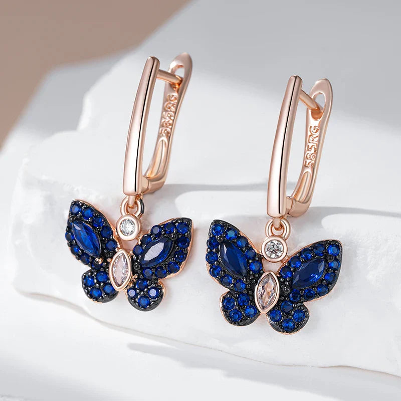 BowLift | Dainty Blue Diamond Butterfly Earrings