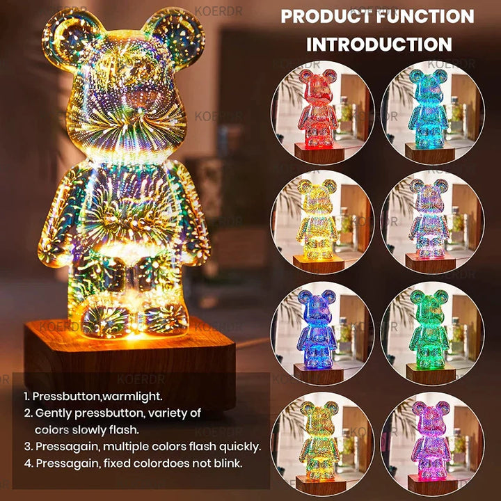 Magical 3D Fireworks Projection Mood Lamp - StarBear | Bowlift