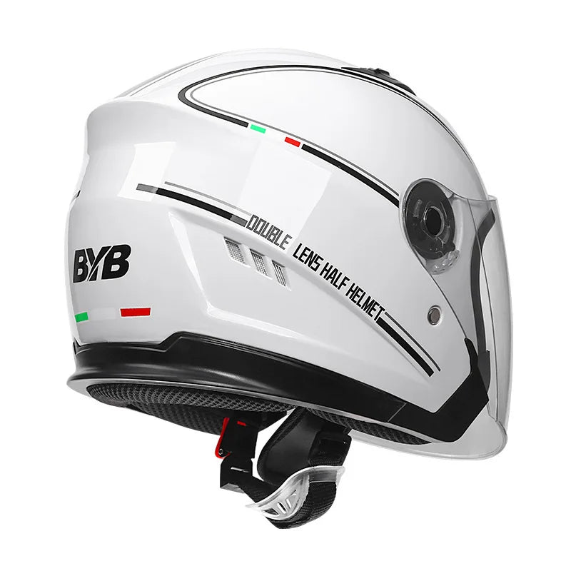 BowLift | Retro 3/4 Open-Face Motorcycle Helmet with Dual Lens – AeroRide