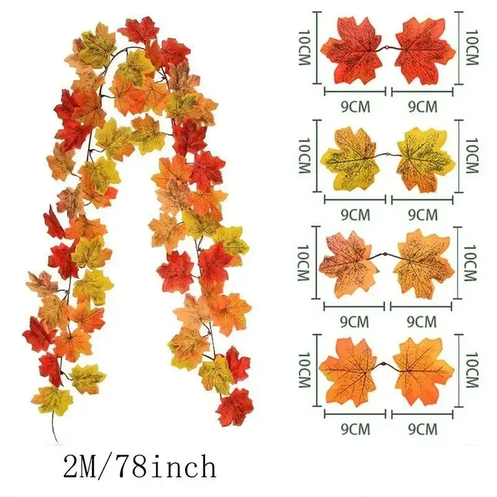 BowLift | Aurelia Autumn Wreath | Artificial Maple Leaf Garland | 200 cm | Decor for Home & Garden