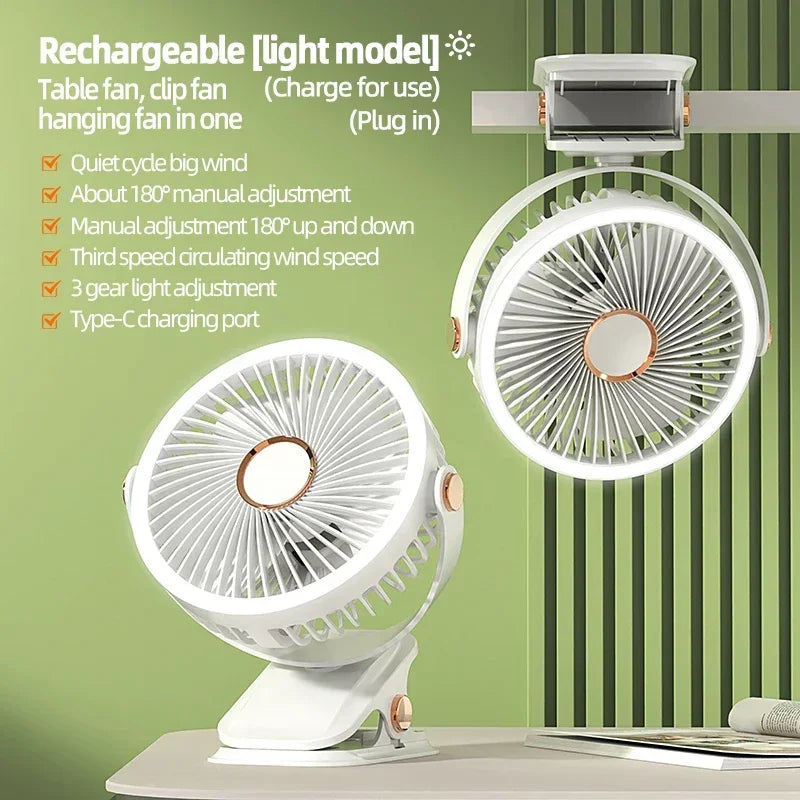 BowLift | Multi-Angle Outdoor Clip-On Rechargeable Cooling Fan