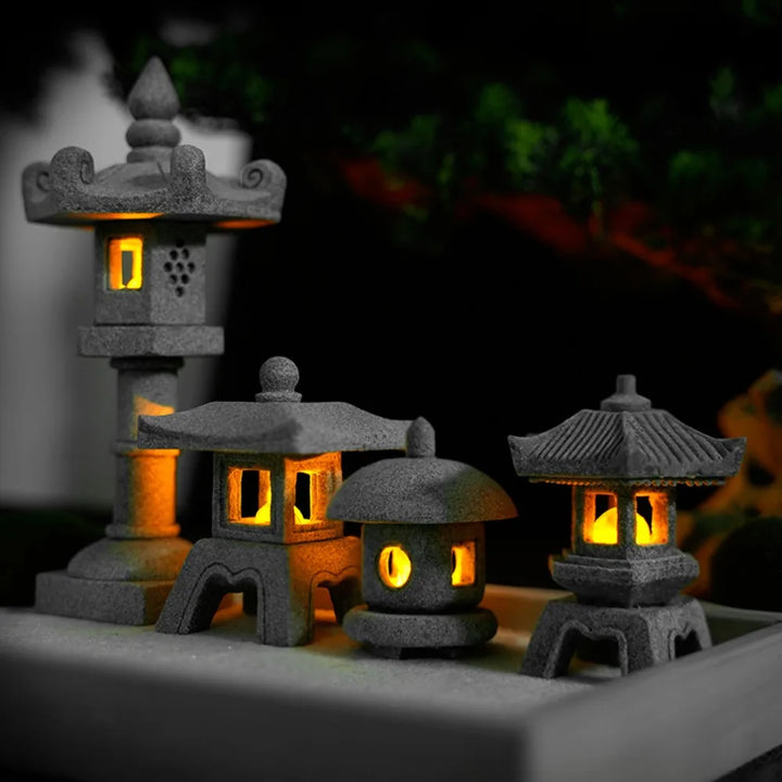 BowLift | Mini-Pagoda ZenStone | Sandstone Decoration | For Garden, Bonsai & Zen Oases | Handmade