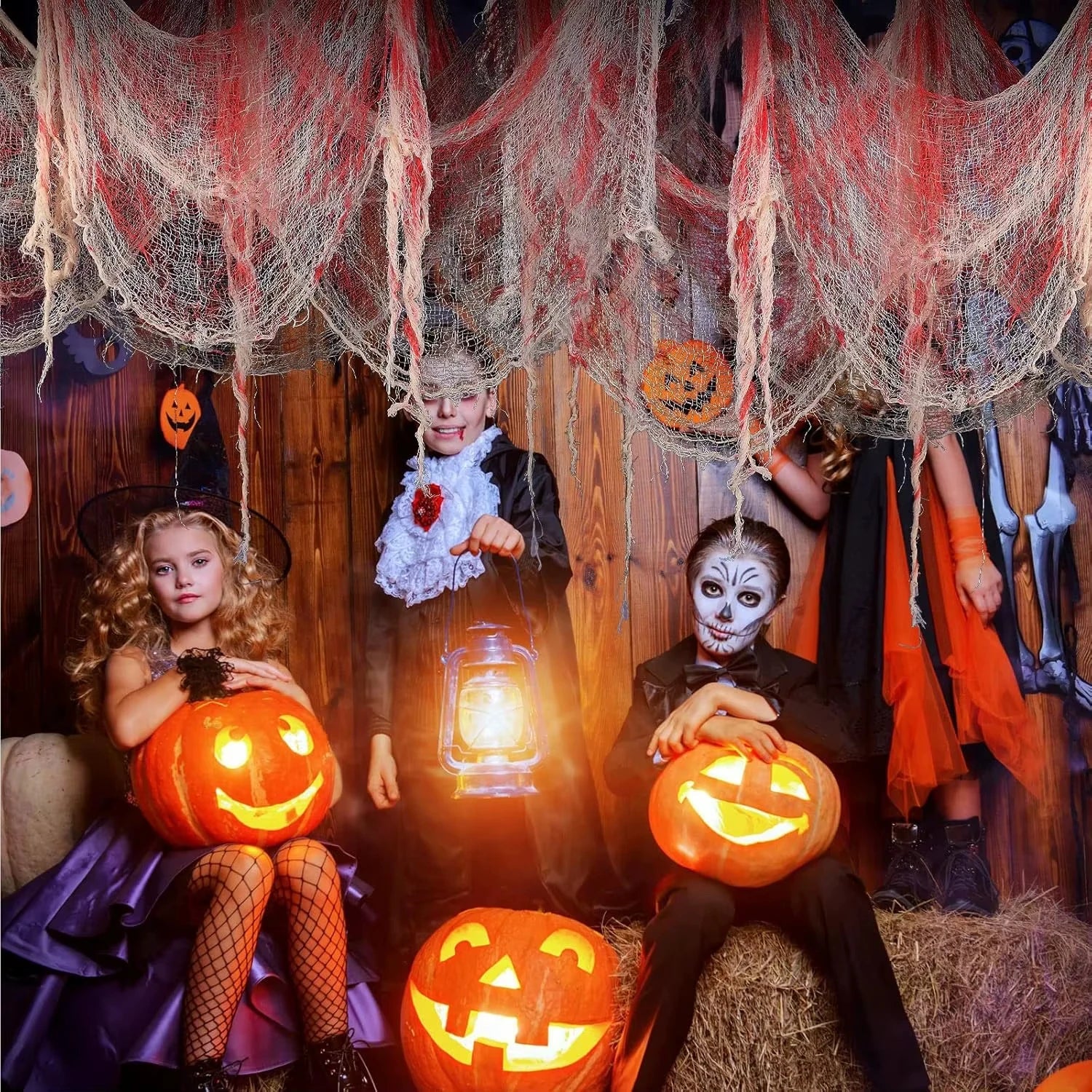 BowLift | Hanging decoration made of black gauze for Halloween — perfect for walls, fireplace, and doors