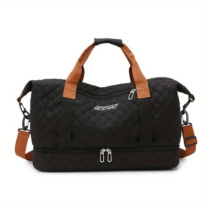 BowLift | Travessia Travel Bag with Shoe Compartment | Large Capacity & Argyle Design | Nylon Weekender for Sports, Short Trips & Everyday Use