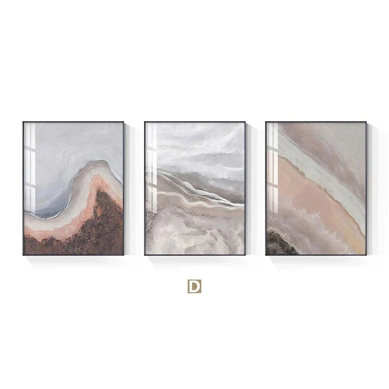 Neutral Shades Pink Abstract Ocean Shoreline Wall Art Fine Art Canvas Prints Minimalist Pictures For Living Room Bedroom Art Decor | Bowlift