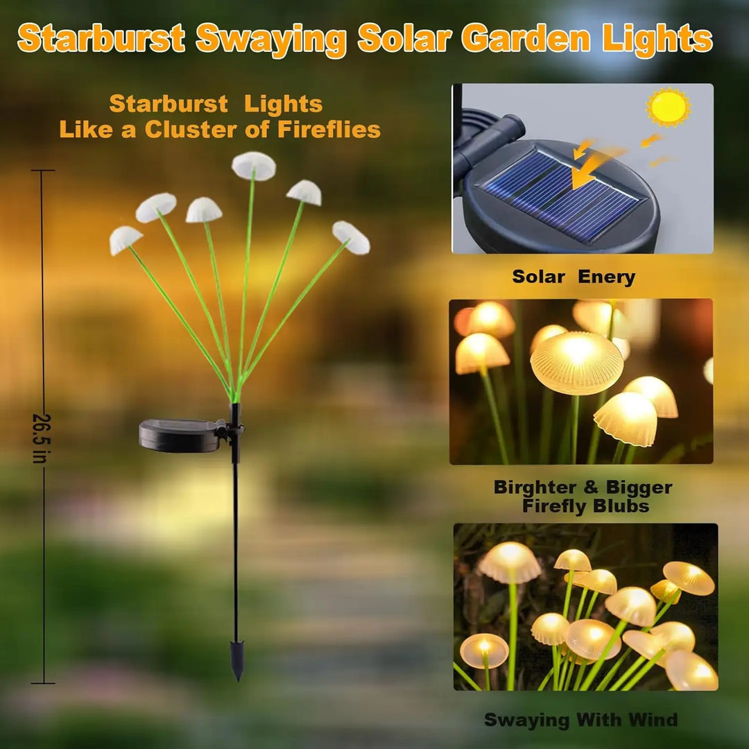 BowLift | MushGlow Solar Garden Lights | Jellyfish & Mushroom Design | Solar Powered & Weatherproof