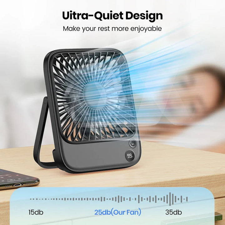 BowLift | MiniVent Power | Table fan with power bank function | 5000mAh battery | 4 speeds & ultra quiet
