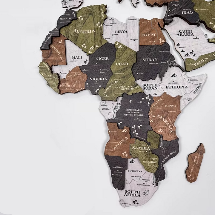 BowLift | 3D Wooden World Map Wall Art for Living Room or Office