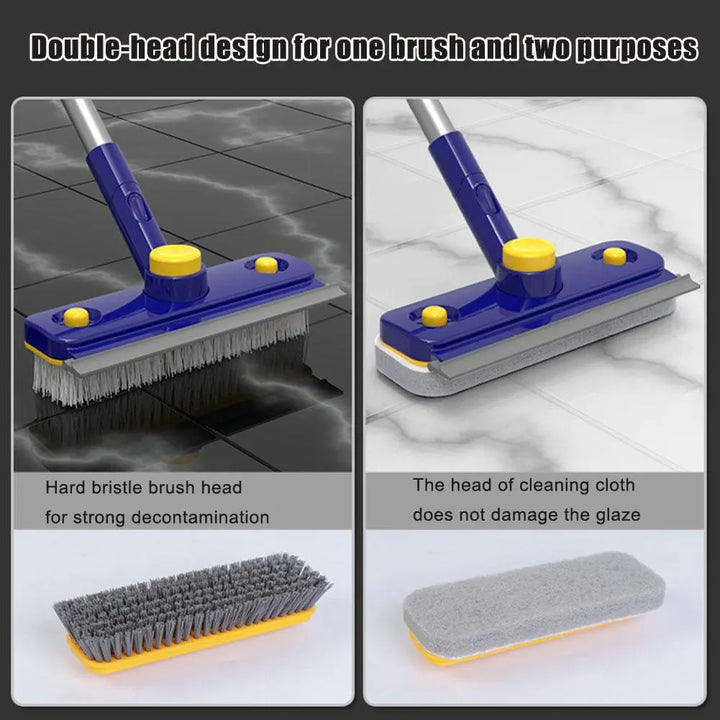 2in1 V-Shaped Long Handle Floor Scrub Edge Cleaner Brush | Bowlift