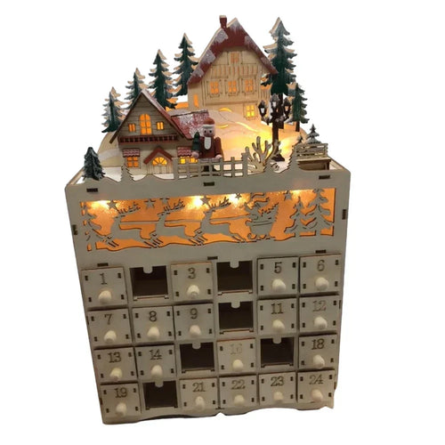 BowLift | WinterHout – Houten adventskalender rendierdorp met 24 vakjes