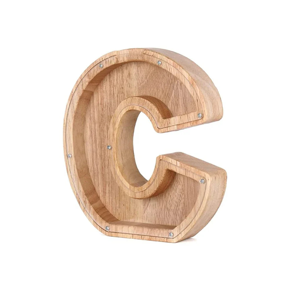 BowLift | Wooden Alphabet Piggy Bank with Transparent Viewing Window for Stylish Saving