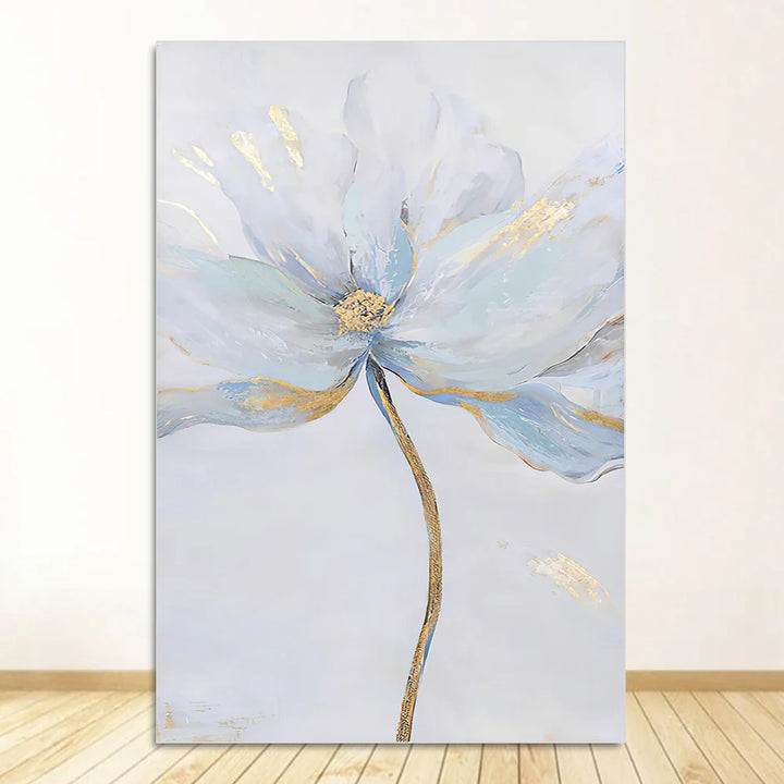 Simple Blue Floral Wall Art Fine Art Canvas Prints Modern Abstract Botanical Pictures For Living Room Bedroom Contemporary Home Decor | Bowlift