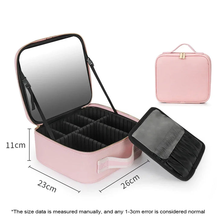 BowLift | LED Mirror Travel Makeup Organizer Bag