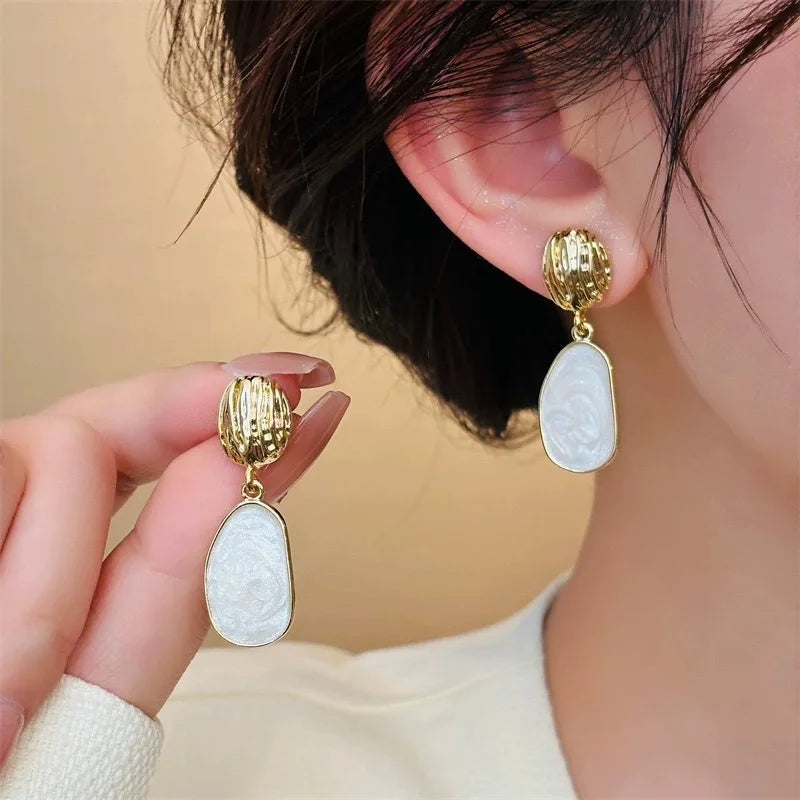 BowLift | Textured Golden Enamel Earrings