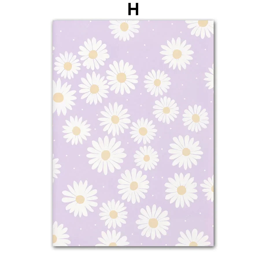 Pink Lavender Daisy Flower Market Posters Wall Art Fine Art Canvas Prints Pastel Floral Pictures For Living Room Bedroom Art Decor | Bowlift