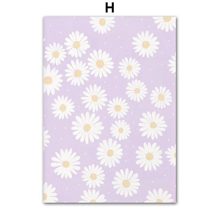 Pink Lavender Daisy Flower Market Posters Wall Art Fine Art Canvas Prints Pastel Floral Pictures For Living Room Bedroom Art Decor | Bowlift