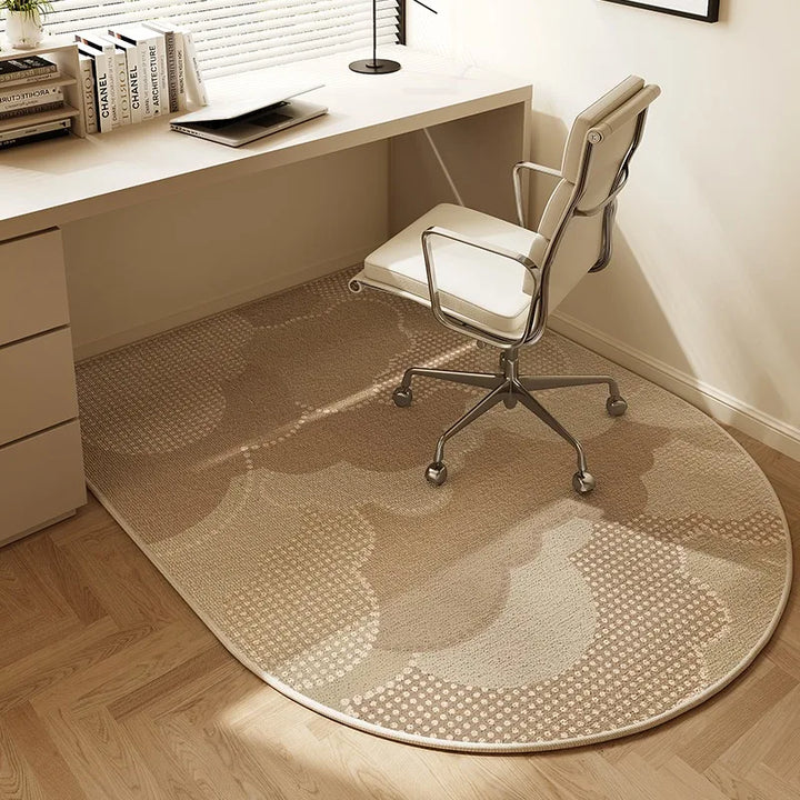 BowLift | Sara Round Office Chair Mat – Beige Striped Non-Slip Carpet Protector