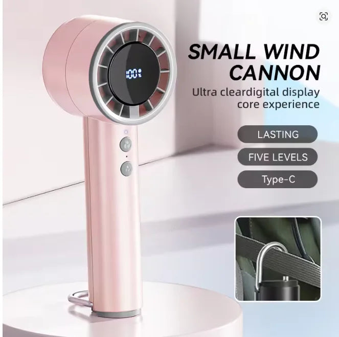 Silent High-Speed USB Handheld Fan – Portable Small Fan with LED Display, High Wind Power, and Cooling Air Conditioner Function | Bowlift