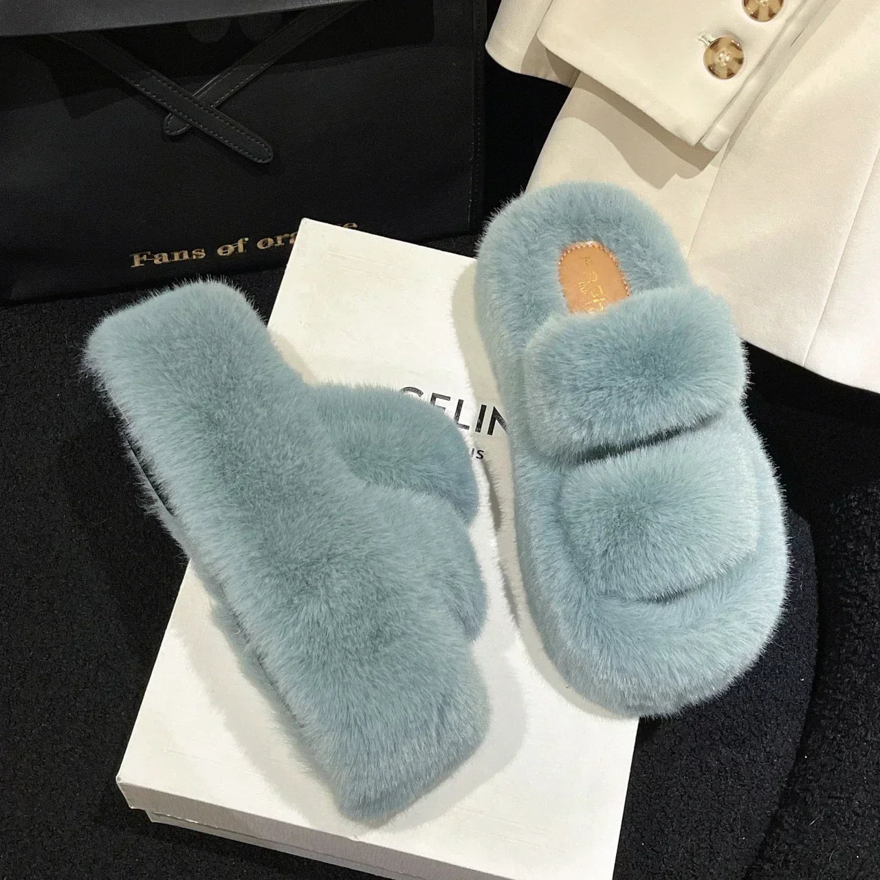 BowLift | FuzzyElegance - Soft Slippers for Women